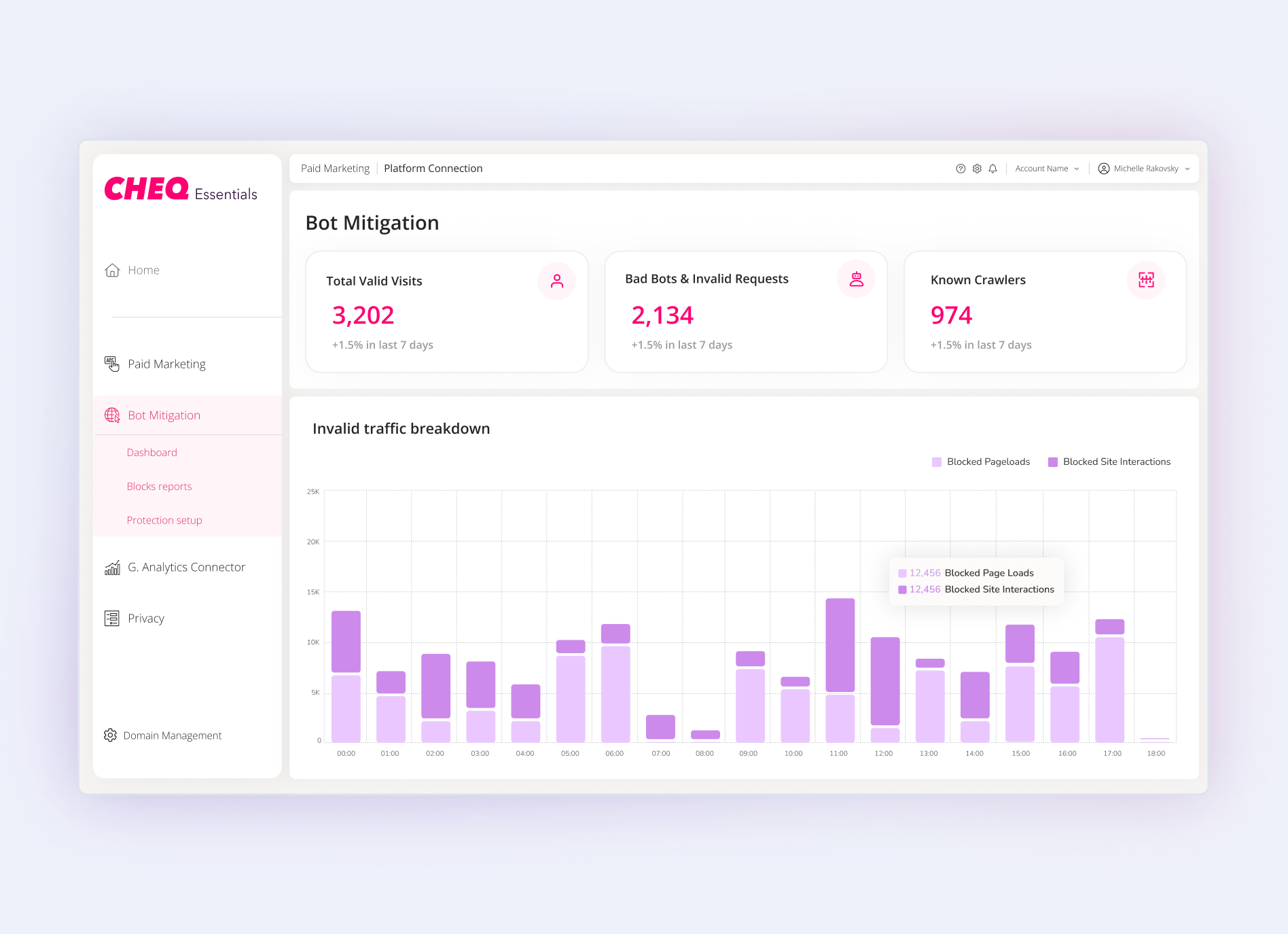 screenshot of CHEQ Essentials